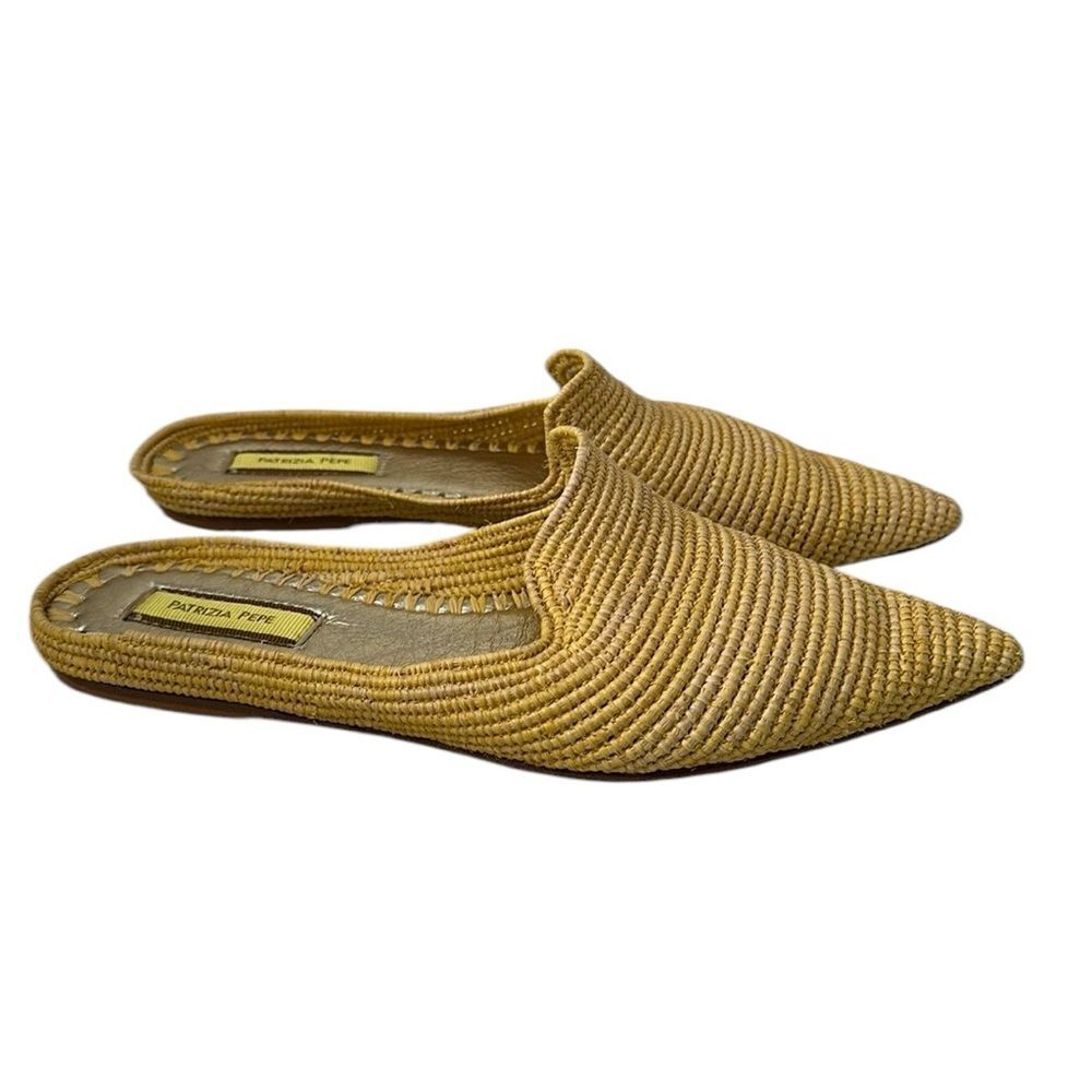 Patrizia Pepe Woven Tan Pointed-Toe Slip-On Mules